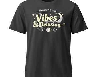 T-shirt Celestial Vibes & Delusion met print • Moon Stars vintage shirt