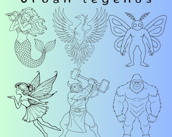Mythical Creatures and Urban Legends Kleurboek van 20+ pagina's voor volwassenen en tieners