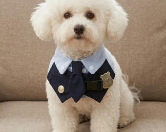 Dog Police Costume for Halloween, Pet Funny Dress Up Collar, Officer Dog Gift, Police Badge Neckwear for Cat and Dog