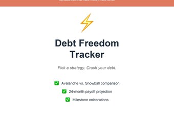 Debt Payoff Tracker Spreadsheet with Avalanche & Snowball Methods, 24-Month Plan for Credit Cards, Student Loans and More