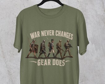 War Never Changes Gear Does T-Shirt | Military Soldiers Silhouette Tee