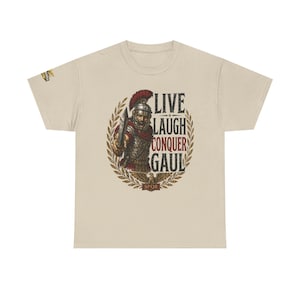 Camiseta "Viva, Ria, Conquiste a Gália" | Design de Gladiador Romano com Louros