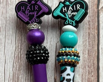 Beaded Pen, Hair Boss Beaded Pen, Hair Stylist Beaded Pen, Stylist Pen