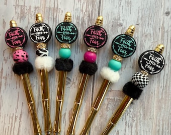 Beaded Pen, Faith over Fear Pen, Inspirational Pen, Desk Accessory