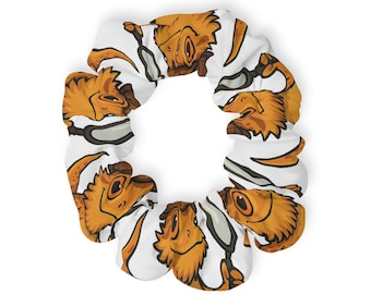 Detective Sprite Head Pattern Scrunchie | Cute Bearded Dragon Hair Accessory