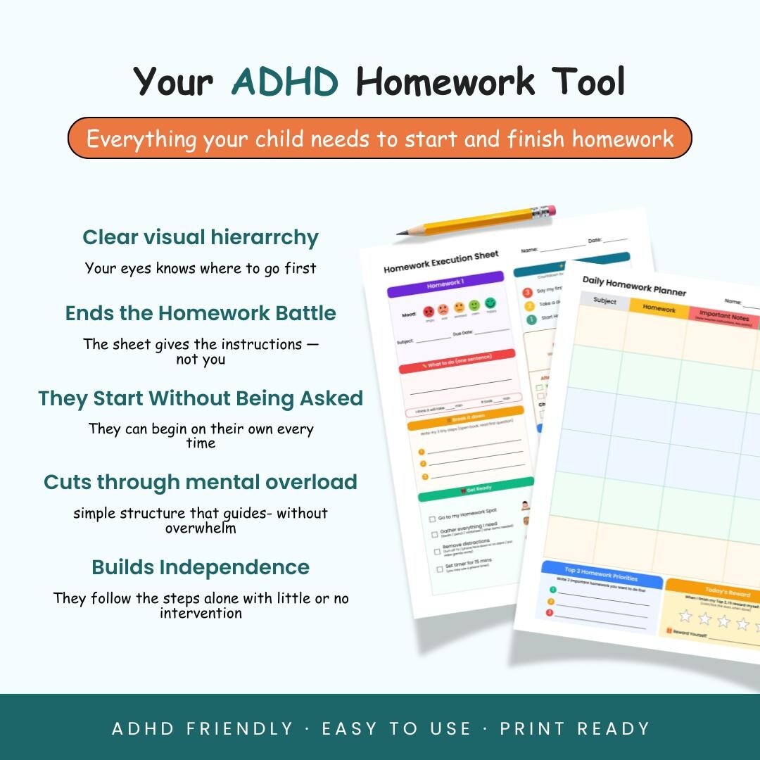 ADHD After School Routine Chart for Kids Ages 7-11 | Homework, Calm ...