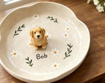 Custom 3D Dog Sculpture Jewelry ring dish, Personalized Pet Statue Jewelry ring dish, Pet Anniversary Gifts