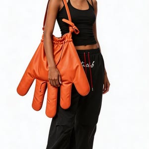 Hand-Shaped Tote,Unique Glove Purse,Funky Drawstring Shoulder,Quirky Statement,Fun Gift for Her