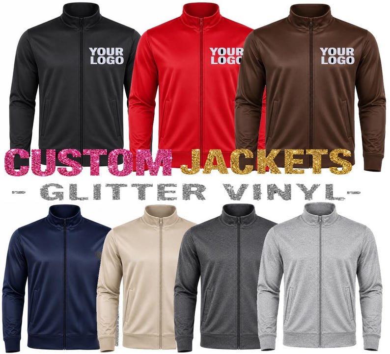 Custom Text Track Jacket Team Sports Staff Glitter Vinyl Solid Vinyl - Etsy