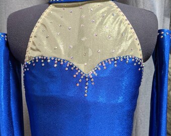 Child Medium Blue Jazz Musical Theatre Dance Costume, Royal Blue, Skate Costume, Dance Leotard