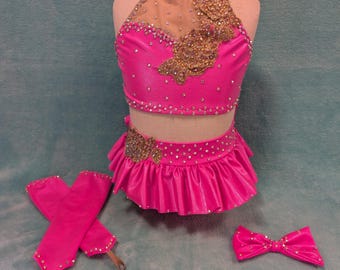 Custom Girls Pink Dance Costume, Girls Jazz Costume,