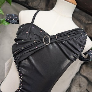 Custom Black Child Large/ Small Adult Dress with Fringe, Dance Costume, Salsa Dance Costume,