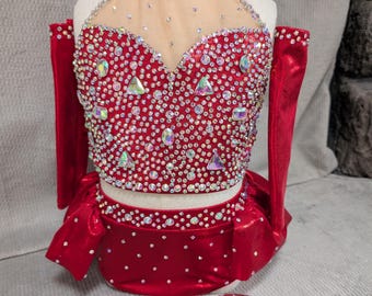 Custom Girls Dance Costume, Jazz Costume, Red Hot Costume,