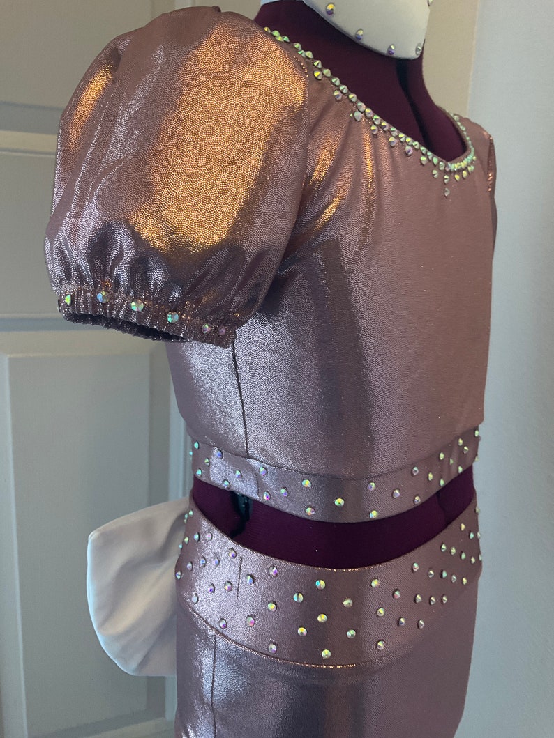 Dusty Rose Rhinestone Child's Dance Costume, Mystique Dusty Rose Fabric, AB Rhinestones ...