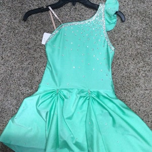 Child Large Lyrical Dress Mint Green, Ice Skating Dress,