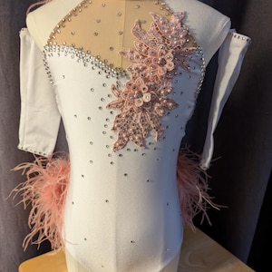 Child Large Musical Theatre Dance Costume, White Leotard,