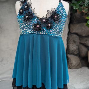Custom Child Medium Teal Lyrical Costume, Babydoll Dress, Dance Costume, Ballet Costume,