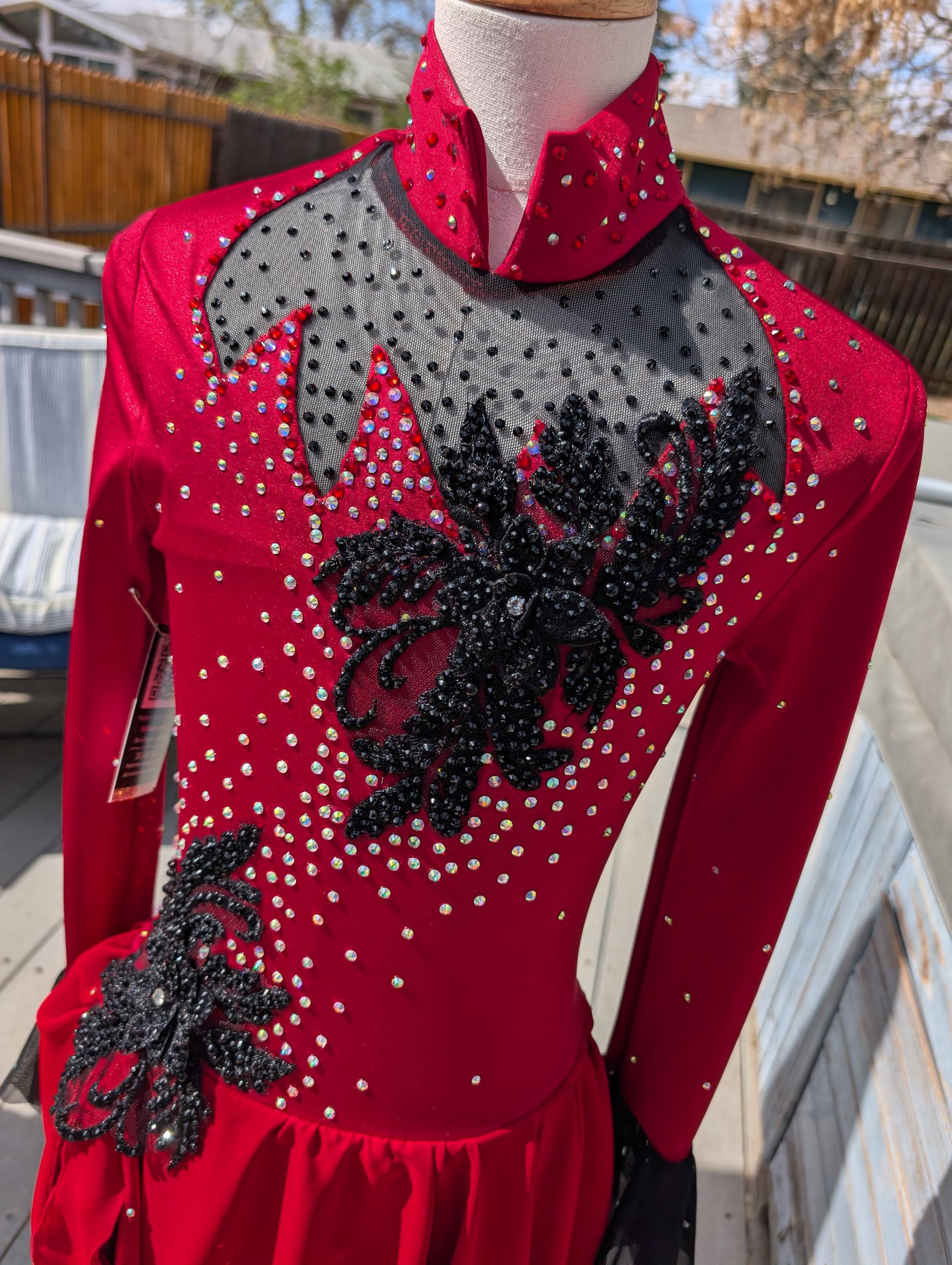red and black dance dress Contemporary Dress, Women's Sleeve Long Swing Dance Costumes for Women  Dance  Wear Fashion