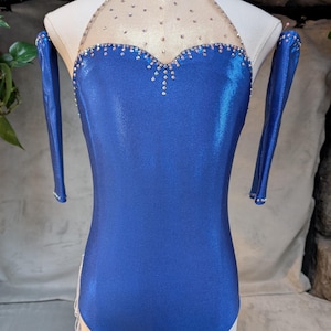 Child Medium Blue Jazz Musical Theatre Dance Costume, Royal Blue, Skate Costume, Dance Leotard