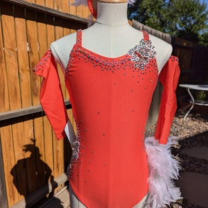 Coral Color Dance Costume, Child Large Dance Leotard, Custom Dance Costume,