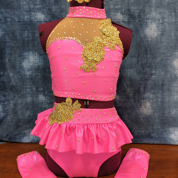 Custom Child Small Pink Dance Costume,  Pink Jazz Costume