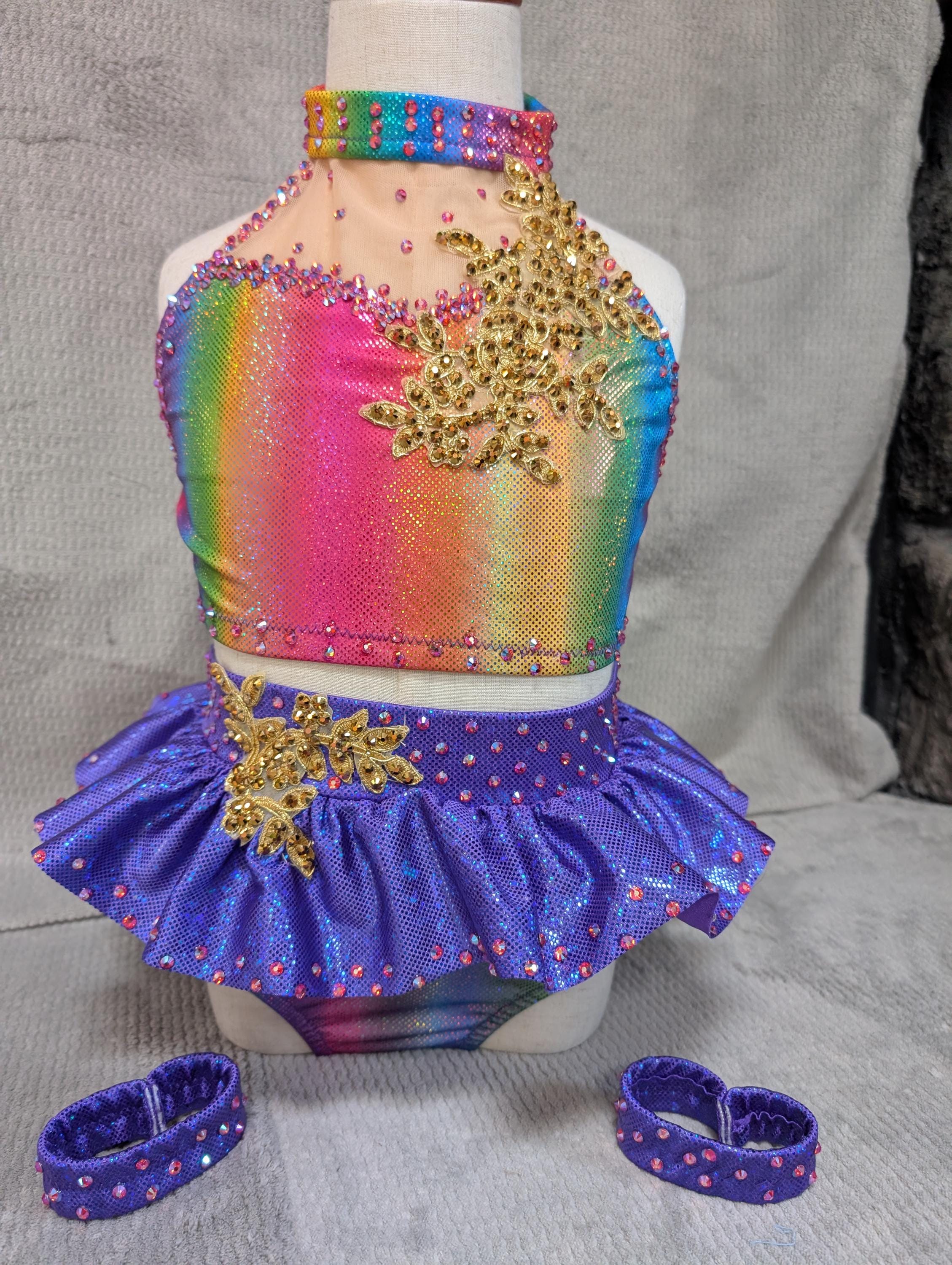 Custom Girls Small Dance Costume, 2 Piece Dance Costume,