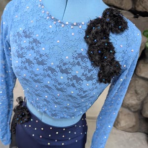 Adult Small 2 Piece Custom Dance Costume, Blue Lace Costume, Jazz Costume,