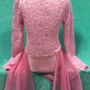 Custom Child Small Lyrical Dress, Pink Lace, Ballet Dress, Contemporary costume, Ice Skating Dress,