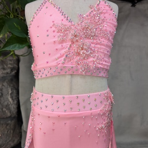 Pink Custom Girls Dance Costume, Lyrical Costume, Ballet Costume,