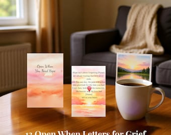 Open When Cards for Grief, Set of 13 with Envelopes, Printable Grief Support Gift, Sympathy Care Package, Bereavement Letters