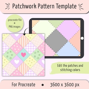 Diamond Patchwork Template for Procreate, Seamless Pattern Maker, Editable Quilt Design, Pattern Making Tool, Procreate File + PNGs