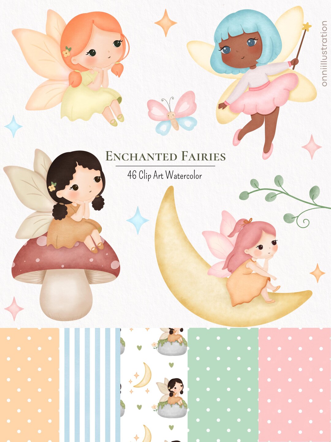 Watercolor Fairy Clipart Bundle PNG, Enchanted Forest Fairies and ...