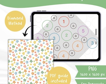 Diamond Method Seamless Pattern Template for Procreate, Repeat Pattern PNG, Surface Pattern Layout, Easy Pattern Maker, 6-Element Design