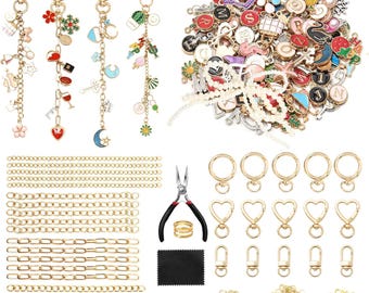 316PCS Keychain Making Kit with Charms & Tools, DIY Jewelry Making Supplies for Keychains, Bracelets, Necklaces,Handmade Gifts