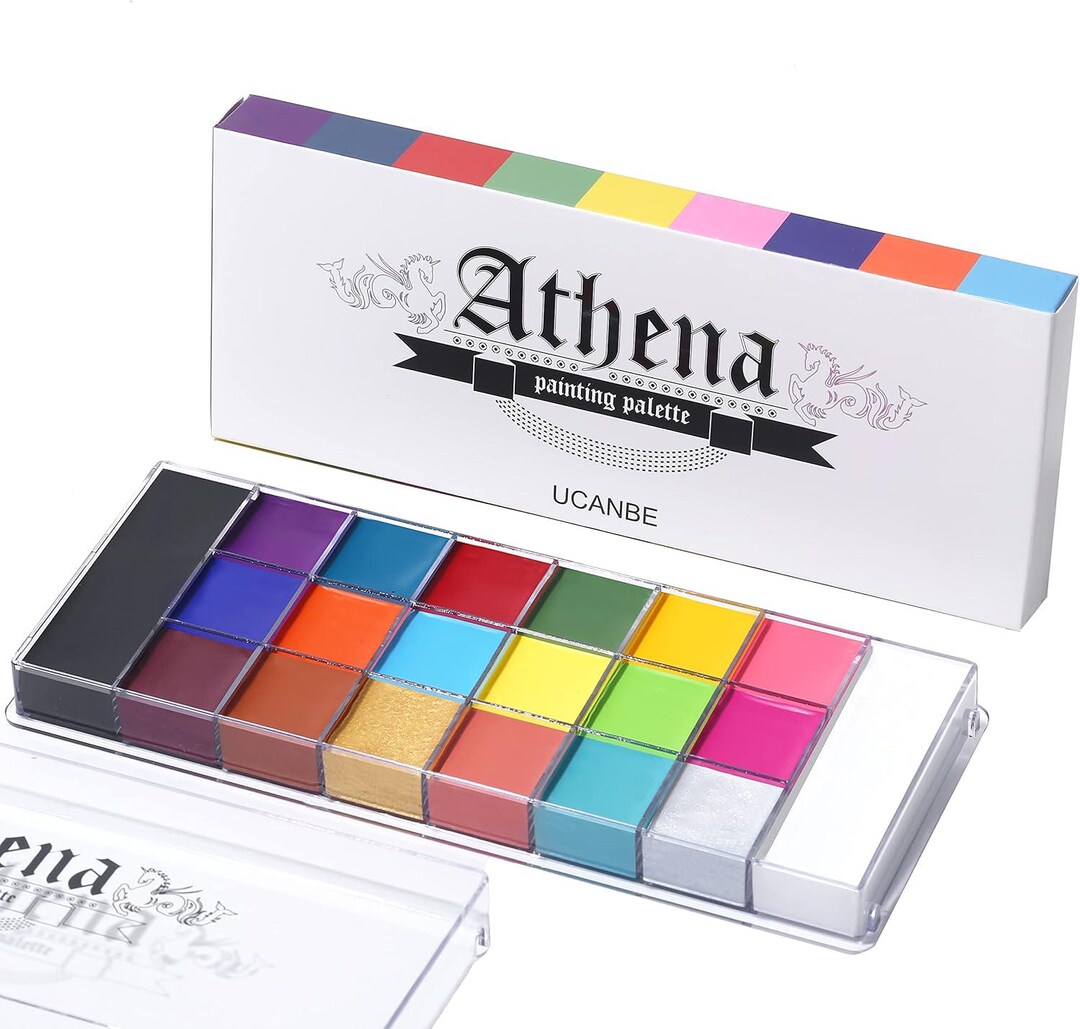 Athena Face & Body Paint Palette: 20 Flash Colors, Non-toxic Oil Based ...