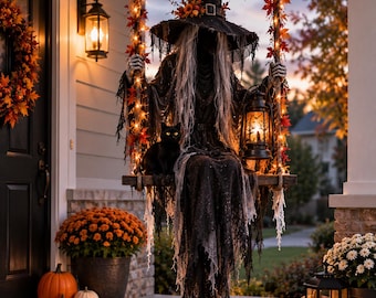 Hanging Witch Halloween Decor | 6.6ft Outdoor Porch Decoration