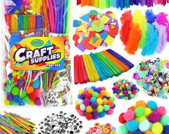 All Inclusive Craft Kit for Kids, Bulk Arts and Crafts Supply Bundle with Pipe Cleaners, Pom Poms, Googly Eyes, Foam Shapes and Sequins