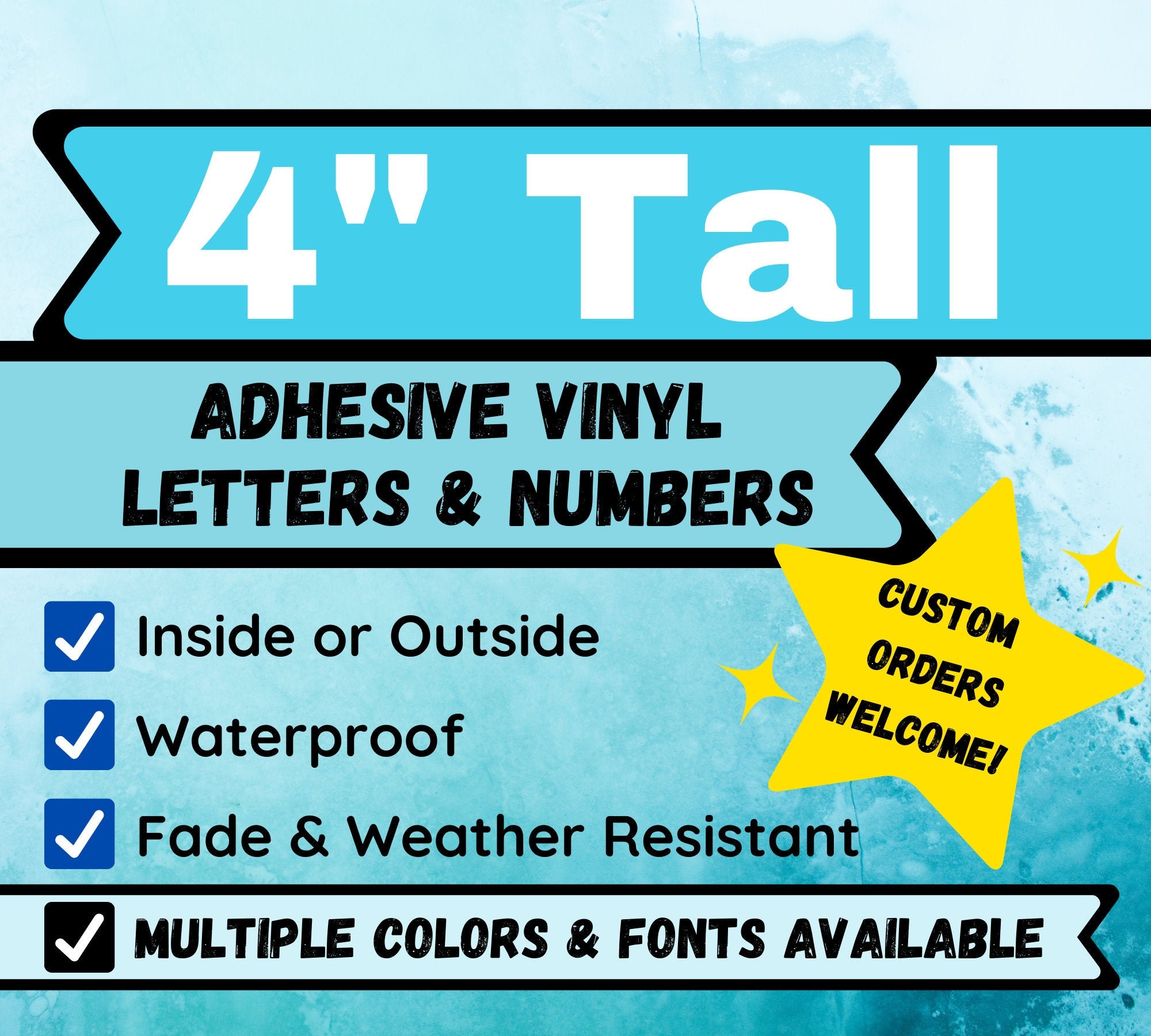 4 Sheets 2 Inch DIY Vinyl Colorful Letter Number Stickers Kit