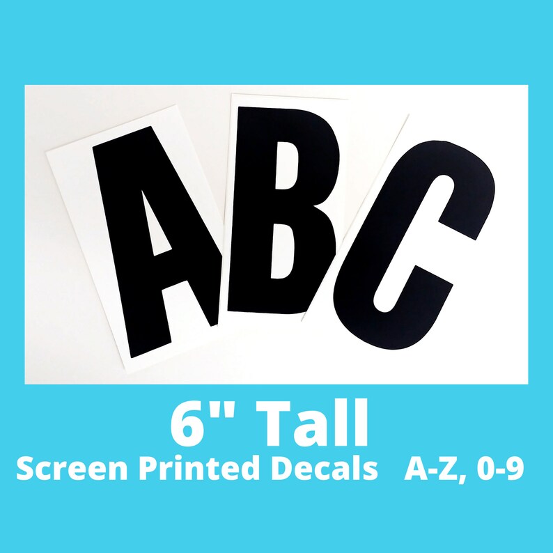 6 Vinyl Letters & Numbers Black Ink Screen Printed on Etsy