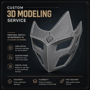 Custom 3D Mask Modeling Service | Print Ready STL File | Cosplay Helmet & LARP Prop | Sketch to 3D Commission