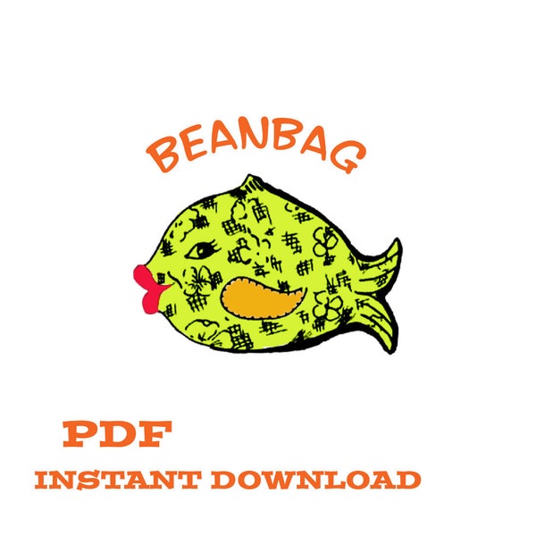 Vintage Stuffed Toy Fish Beanbag Sewing Pattern INSTANT DOWNLOAD PDF