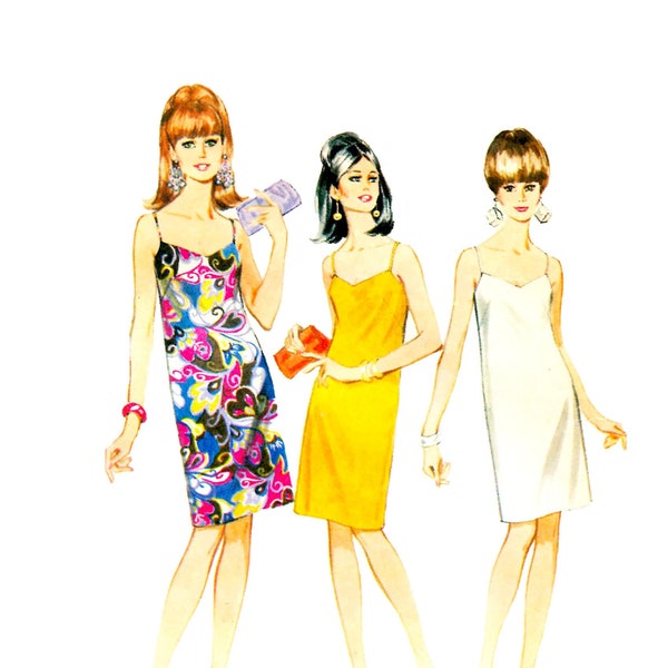 60s McCall's 8793 Misses' Slip Dress Pattern Semi-Fitted Vintage Sewing Pattern Size 12 Bust 32