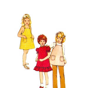 Girls Peasant Dress Simplicity 9211 Jumper Pinafore Pants Sewing Pattern Size 6