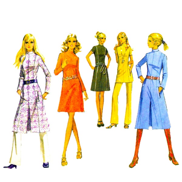 70s McCall's 2677 Dress or Tunic Top and Wide Leg Pants Vintage Sewing Pattern Size 12 Bust 34