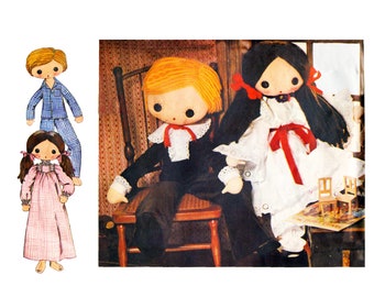 70s Vogue 1336 32&quot; Cloth Dolls w/Clothes Vintage Vogue Sewing Pattern UNCUT
