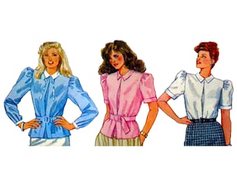 80s Simplicity 6222 Blouses Vintage Sewing Pattern Size 14 Bust 36 UNCUT