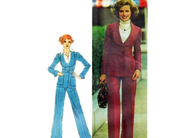 70s Misses' Simplicity 6602 Wide Leg Pants Jacket Vintage Sewing Pattern Size 12 UNCUT