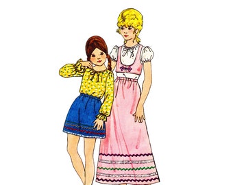 Butterick 6239 Girls' 70s Cottagcore Blouse Skirt Vest Size 14 Bust 32 Prairie Style Peasant Vintage Sewing Pattern