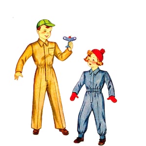 40s Simplicity 4380 Child&#39;s Jumpsuit or Snowsuit Vintage Sewing Pattern Size 4