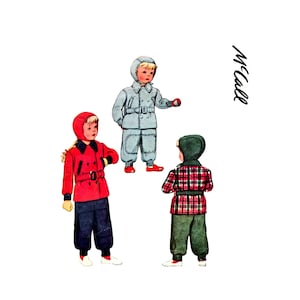 1940s McCall 624 Child&#39;s Snowpants and Jacket with Cap Vintage Sewing Pattern Size 4
